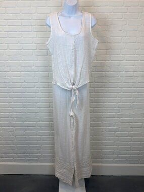 Saturday Sunday by Anthropologie Tie-Front Set White Lace Trim Large